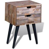 Berkfield Home Nightstand with 2 Drawers Reclaimed Teak Wood in Brown
