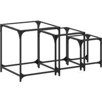 Berkfield Home Nesting Coffee Tables 3 pcs with Transparent Glass Top Steel in Black