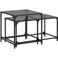 Berkfield Home Nesting Coffee Tables 2 pcs with Black Glass Top Steel