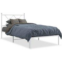 Berkfield Home Metal Bed Frame without Mattress with Headboard White 90x200cm | Size: 90x200 cm