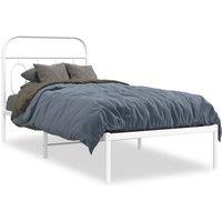 Berkfield Home Metal Bed Frame without Mattress with Headboard White 90x200cm | Size: 90x200 cm