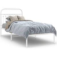 Berkfield Home Metal Bed Frame without Mattress with Headboard White 90x190cm | Size: 90x190 cm