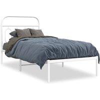 Berkfield Home Metal Bed Frame without Mattress with Headboard White 80x200cm | Size: 80x200 cm