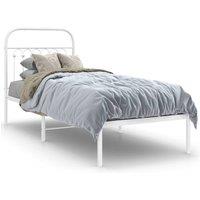 Berkfield Home Metal Bed Frame without Mattress with Headboard White 80x200cm | Size: 80x200 cm