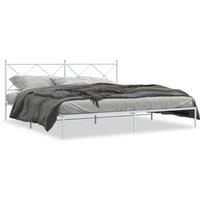 Berkfield Home Metal Bed Frame without Mattress with Headboard White 200x200cm | Size: 200x200 cm