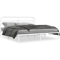 Berkfield Home Metal Bed Frame without Mattress with Headboard White 200x200cm | Size: 200x200 cm