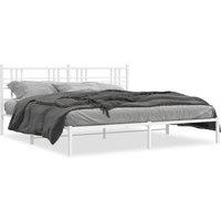 Berkfield Home Metal Bed Frame without Mattress with Headboard White 193x203cm | Size: 193x203 cm