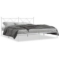 Berkfield Home Metal Bed Frame without Mattress with Headboard White 180x200cm | Size: Super King