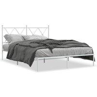 Berkfield Home Metal Bed Frame without Mattress with Headboard White 135x190cm | Size: 135x190 cm