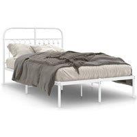 Berkfield Home Metal Bed Frame without Mattress with Headboard White 120x200cm | Size: Small Double
