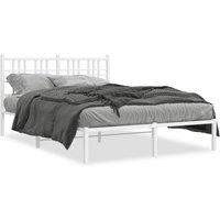 Berkfield Home Metal Bed Frame without Mattress with Headboard White 120x200cm | Size: Small Double