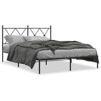 Berkfield Home Metal Bed Frame without Mattress with Headboard Black 140x190cm | Size: 140x190 cm