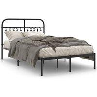 Berkfield Home Metal Bed Frame without Mattress with Headboard Black 120x200cm | Size: Small Double