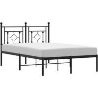 Berkfield Home Metal Bed Frame without Mattress with Headboard Black 120x190cm | Size: 120x190 cm