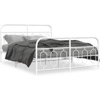 Berkfield Home Metal Bed Frame without Mattress with Footboard White 140x200cm | Size: 140x200 cm