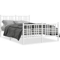 Berkfield Home Metal Bed Frame without Mattress with Footboard White 140x200cm | Size: 140x200 cm