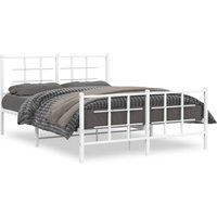 Berkfield Home Metal Bed Frame without Mattress with Footboard White 140x200cm | Size: 140x200 cm