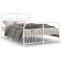 Berkfield Home Metal Bed Frame without Mattress with Footboard White 137x190cm | Size: 137x190 cm