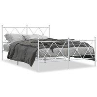 Berkfield Home Metal Bed Frame without Mattress with Footboard White 137x190cm | Size: 137x190 cm