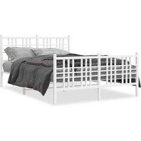 Berkfield Home Metal Bed Frame without Mattress with Footboard White 120x190cm | Size: 120x190 cm