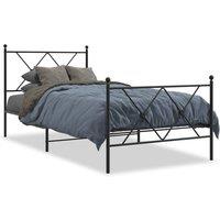 Berkfield Home Metal Bed Frame without Mattress with Footboard Black 90x200cm | Size: 90x200 cm