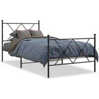 Berkfield Home Metal Bed Frame without Mattress with Footboard Black 90x190cm | Size: 90x190 cm