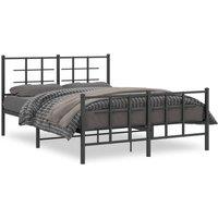 Berkfield Home Metal Bed Frame without Mattress with Footboard Black 135x190cm | Size: 135x190 cm