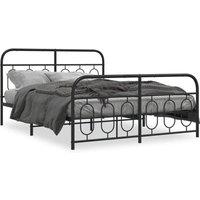 Berkfield Home Metal Bed Frame without Mattress with Footboard Black 135x190cm | Size: 135x190 cm