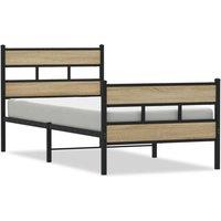 Berkfield Home Metal Bed Frame without Mattress Sonoma Oak 75x190 cm Small Single in Brown