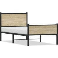 Berkfield Home Metal Bed Frame without Mattress Sonoma Oak 75x190 cm Small Single in Brown