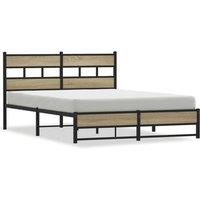Berkfield Home Metal Bed Frame without Mattress Sonoma Oak 150x200 cm King Size in Brown
