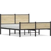 Berkfield Home Metal Bed Frame without Mattress Sonoma Oak 150x200 cm King Size in Brown