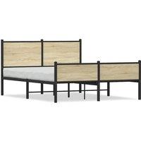 Berkfield Home Metal Bed Frame without Mattress Sonoma Oak 140x190 cm in Brown