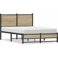 Berkfield Home Metal Bed Frame without Mattress Sonoma Oak 120x200 cm in Brown | Size: Small Double