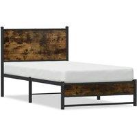 Berkfield Home Metal Bed Frame without Mattress Smoked Oak 90x190 cm Single in Brown