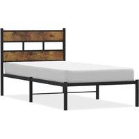 Berkfield Home Metal Bed Frame without Mattress Smoked Oak 80x200 cm in Brown