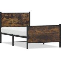 Berkfield Home Metal Bed Frame without Mattress Smoked Oak 75x190 cm Small Single in Brown