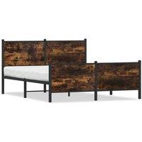 Berkfield Home Metal Bed Frame without Mattress Smoked Oak 160x200 cm in Brown