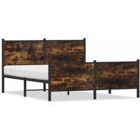 Berkfield Home Metal Bed Frame without Mattress Smoked Oak 140x190 cm in Brown