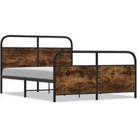 Berkfield Home Metal Bed Frame without Mattress Smoked Oak 140x190 cm in Brown