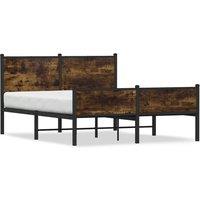 Berkfield Home Metal Bed Frame without Mattress Smoked Oak 140x190 cm in Brown