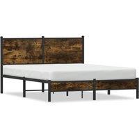Berkfield Home Metal Bed Frame without Mattress Smoked Oak 140x190 cm in Brown