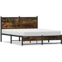 Berkfield Home Metal Bed Frame without Mattress Smoked Oak 137x190 cm in Brown