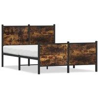 Berkfield Home Metal Bed Frame without Mattress Smoked Oak 120x200 cm in Brown | Size: Small Double