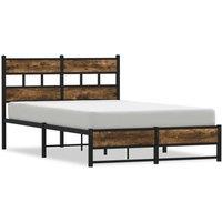 Berkfield Home Metal Bed Frame without Mattress Smoked Oak 120x200 cm in Brown | Size: Small Double