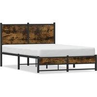 Berkfield Home Metal Bed Frame without Mattress Smoked Oak 120x200 cm in Brown | Size: Small Double