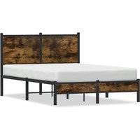 Berkfield Home Metal Bed Frame without Mattress Smoked Oak 120x200 cm in Brown | Size: Small Double