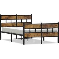 Berkfield Home Metal Bed Frame without Mattress Smoked Oak 120x190 cm Small Double in Brown