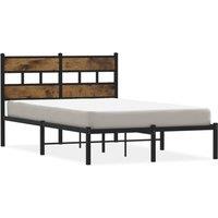Berkfield Home Metal Bed Frame without Mattress Smoked Oak 120x190 cm Small Double in Brown