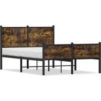 Berkfield Home Metal Bed Frame without Mattress Smoked Oak 120x190 cm Small Double in Brown